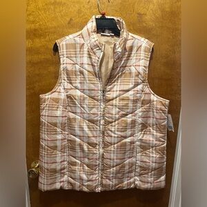 Kim rogers women’s tan sleeveless zip up quilted Puffer Vest new size XL